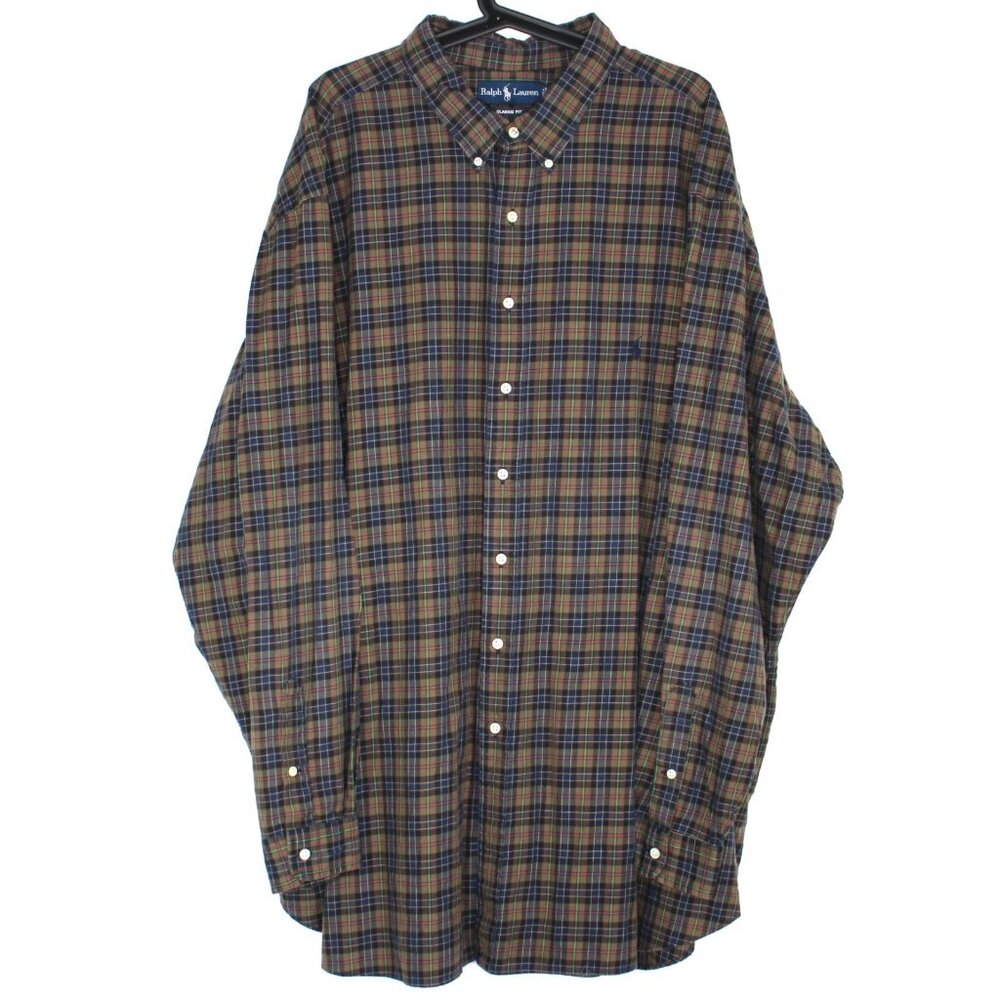 Ralph Lauren Mens 4XLT 4XL Tall Plaid Button Up Shirt B1123